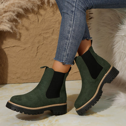 Frosted Mid-ankle Chelsea Bootsstylish, Casual, And Versatile Women's Boots