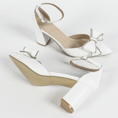 Hollow Thick Heel Pointed Buckle High Heels Women Suede