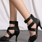 Skin-colored Women's Adult Sexy Fish Mouth Latin Cha-cha Dance Shoes