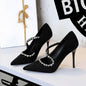 Pointed High Heels Diamond Chain Single Strap Thin Heels