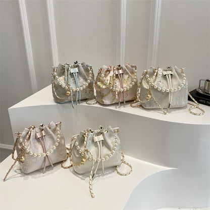 Simple Textured New Chinese Style Embroidered Shoulder Bag