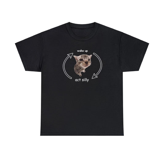 Funny And Cute Cat Print Short Sleeve