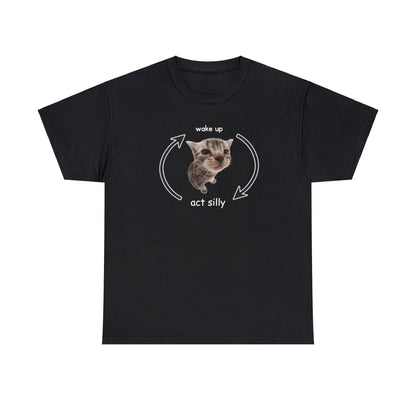 Funny And Cute Cat Print Short Sleeve