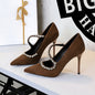 Pointed High Heels Diamond Chain Single Strap Thin Heels