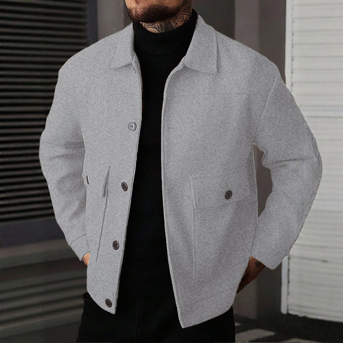 Men's Lapel Jacket Workwear Style Short Top