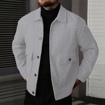 Men's Lapel Jacket Workwear Style Short Top